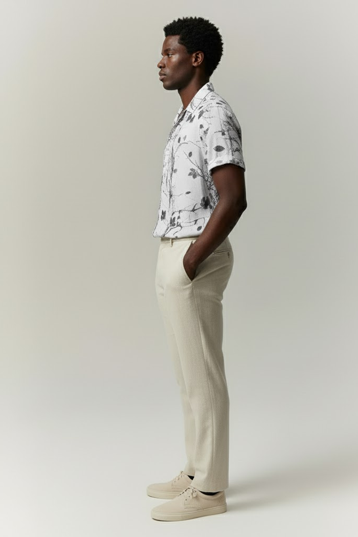 Camisa Manga Curta Estampada Lince Floral