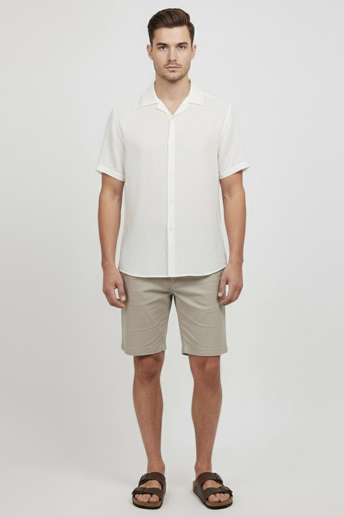 Camisa Manga Curta Lince Playa Off White