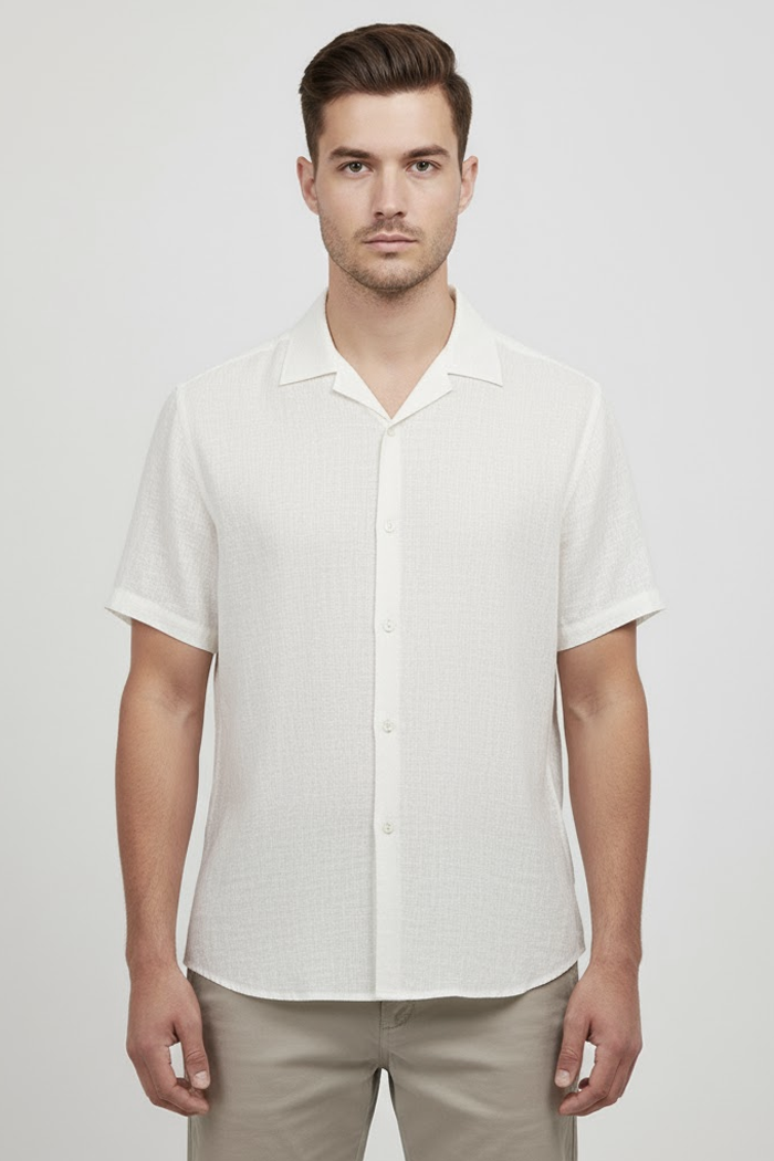 Camisa Manga Curta Lince Playa Off White