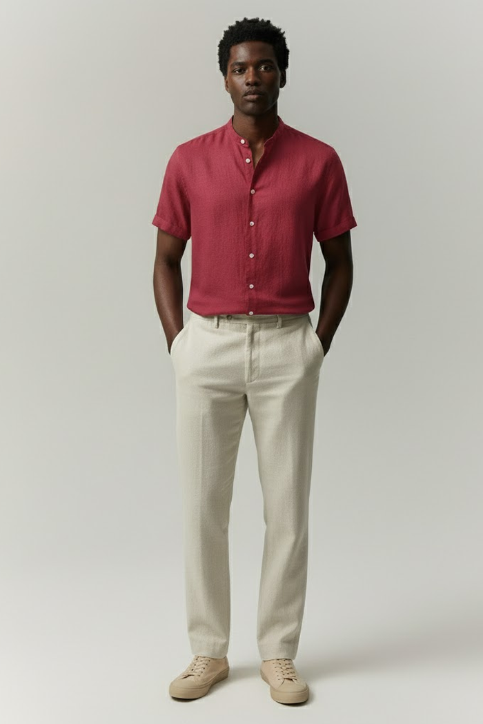 Camisa Masculina Lisa Gola Padre Lince