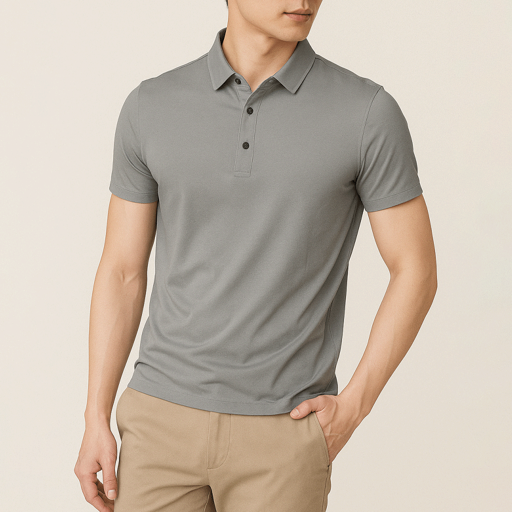 Camisa Polo Masculina em Seda Gelo Lince