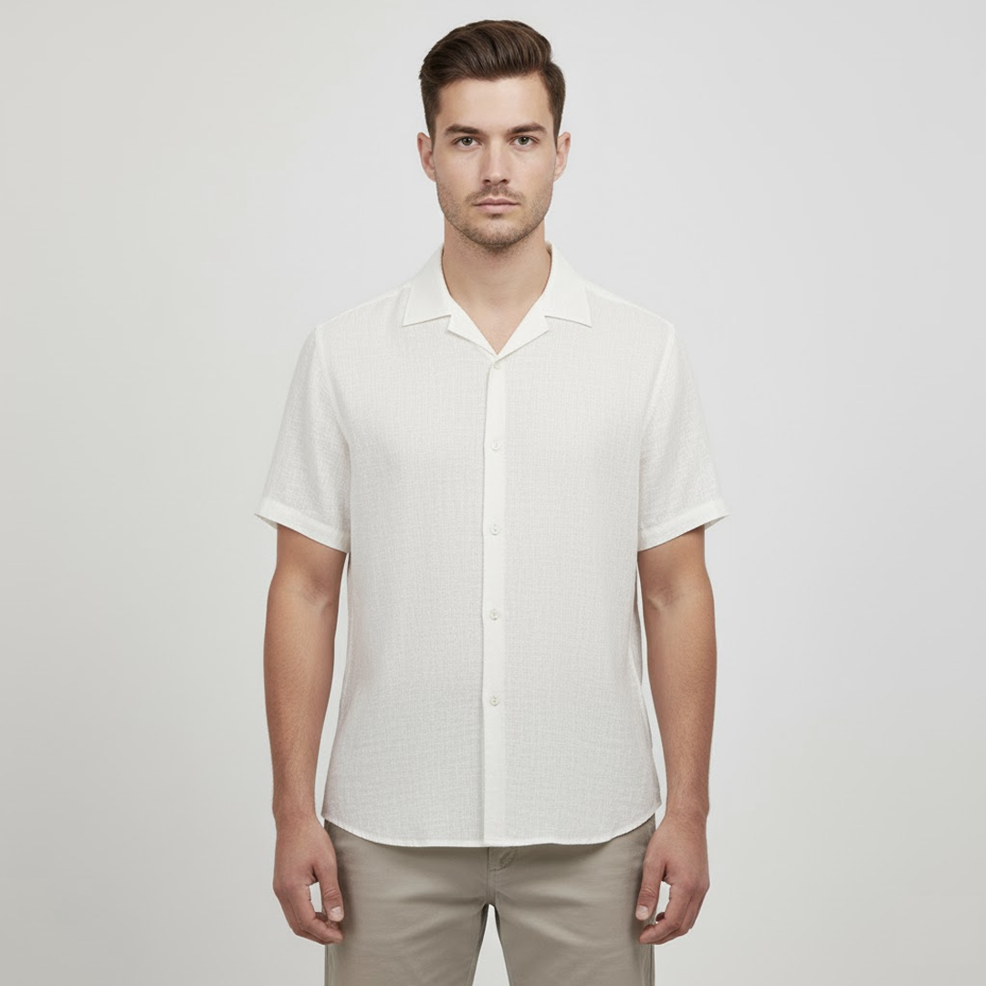 Camisa Manga Curta Lince Playa Off White