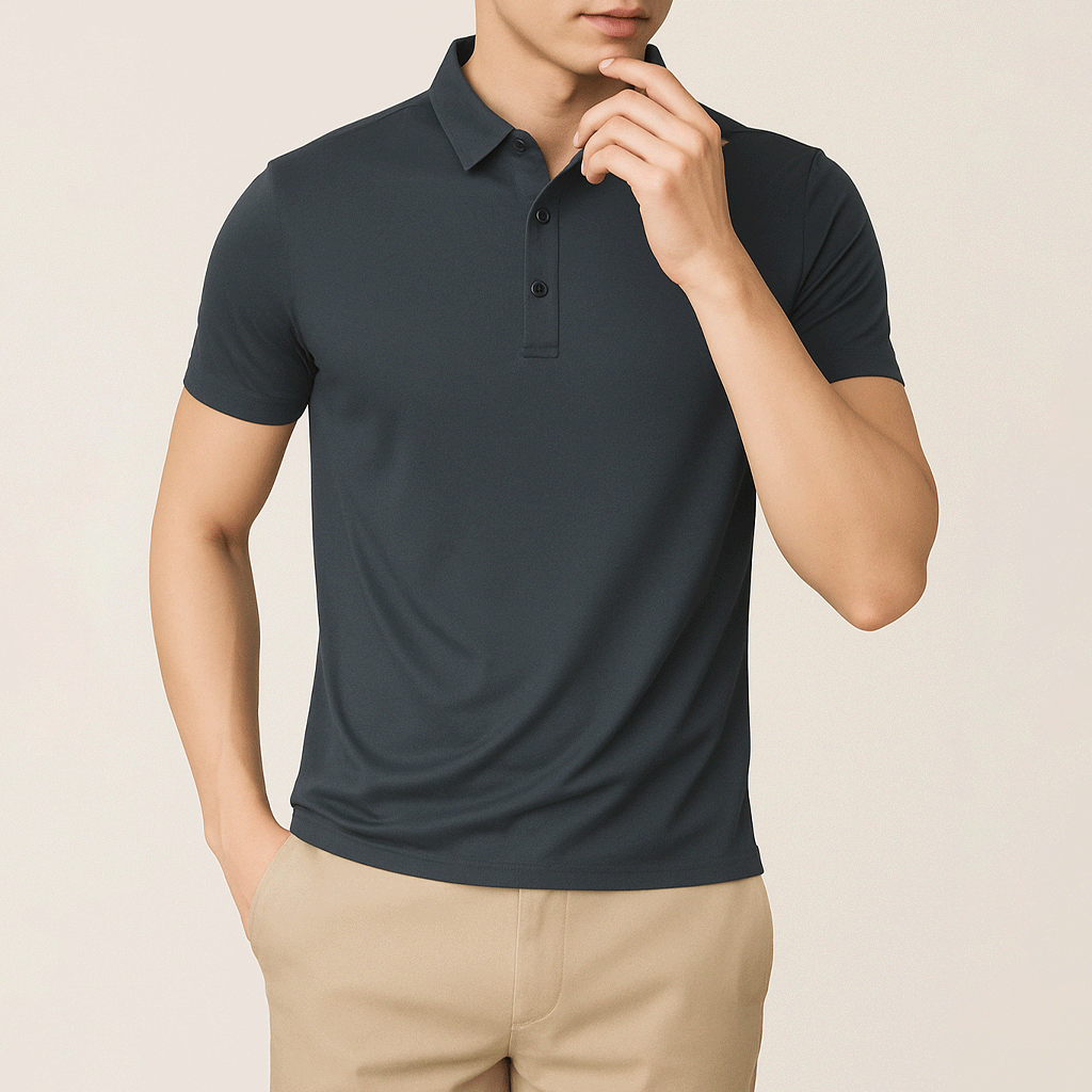 Camisa Polo Masculina em Seda Gelo Lince